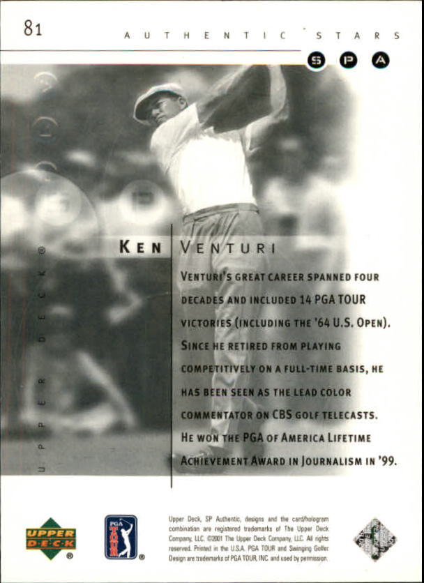 2001 SP Authentic #81 Ken Venturi AS RC back image