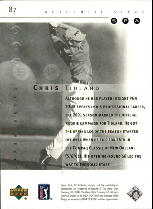 2001 SP Authentic #87 Chris Tidland AS RC back image