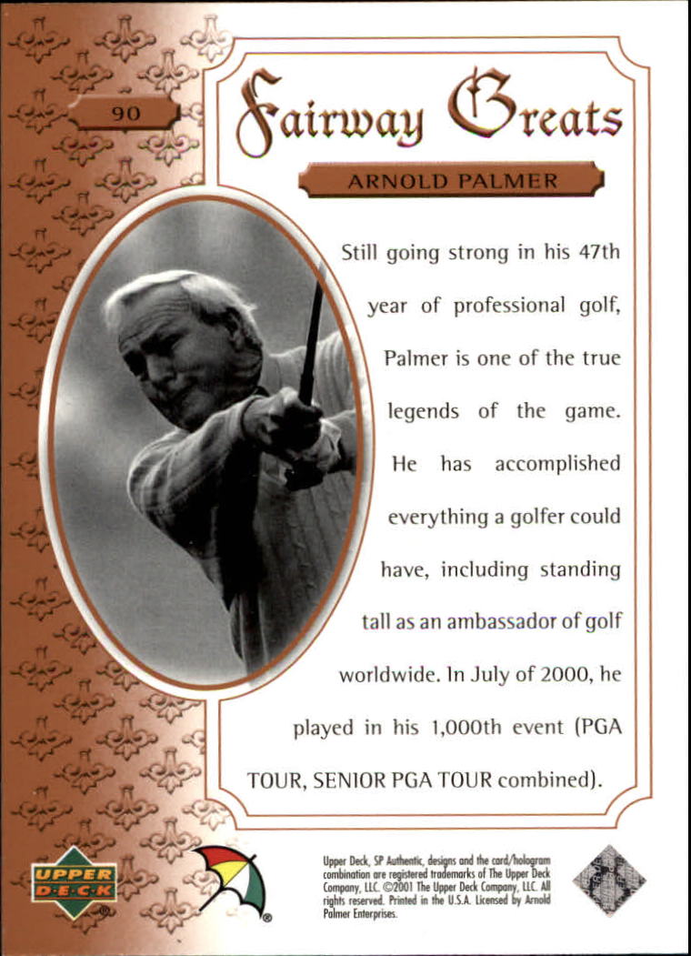 2001 SP Authentic #90 Arnold Palmer FG back image