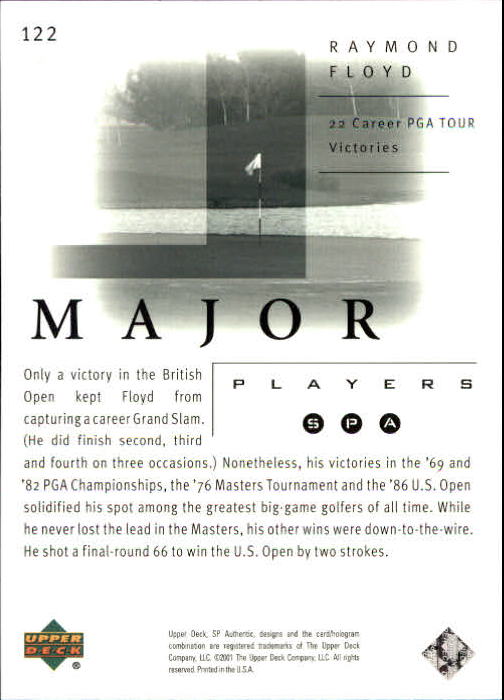 2001 SP Authentic #122 Raymond Floyd MP back image