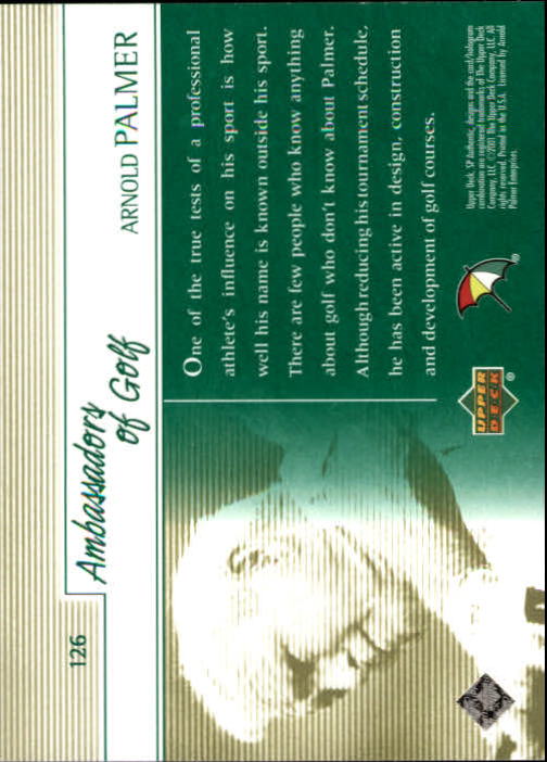 2001 SP Authentic #126 Arnold Palmer AG back image