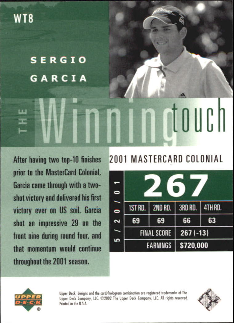 2002 Upper Deck Winning Touch #WT8 Sergio Garcia back image