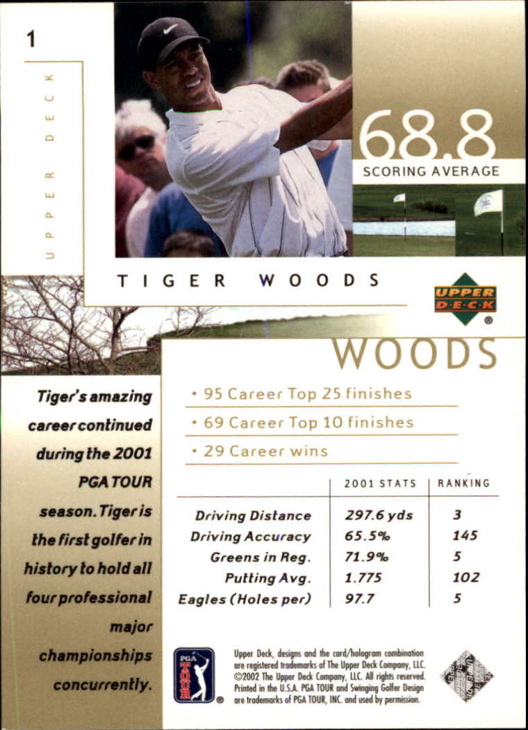 2002 Upper Deck #1 Tiger Woods back image