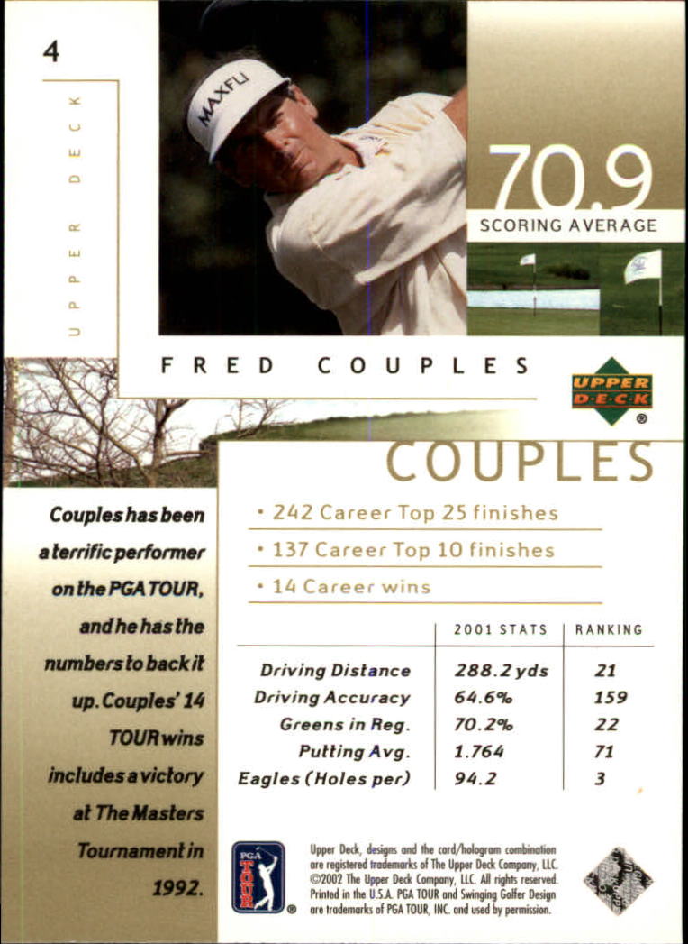 2002 Upper Deck #4 Fred Couples back image