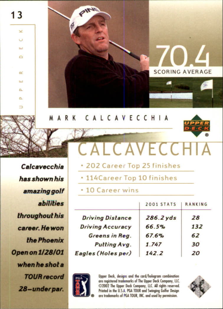 2002 Upper Deck #13 Mark Calcavecchia back image