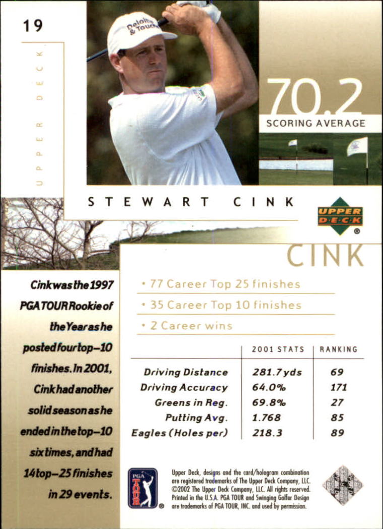 2002 Upper Deck #19 Stewart Cink back image
