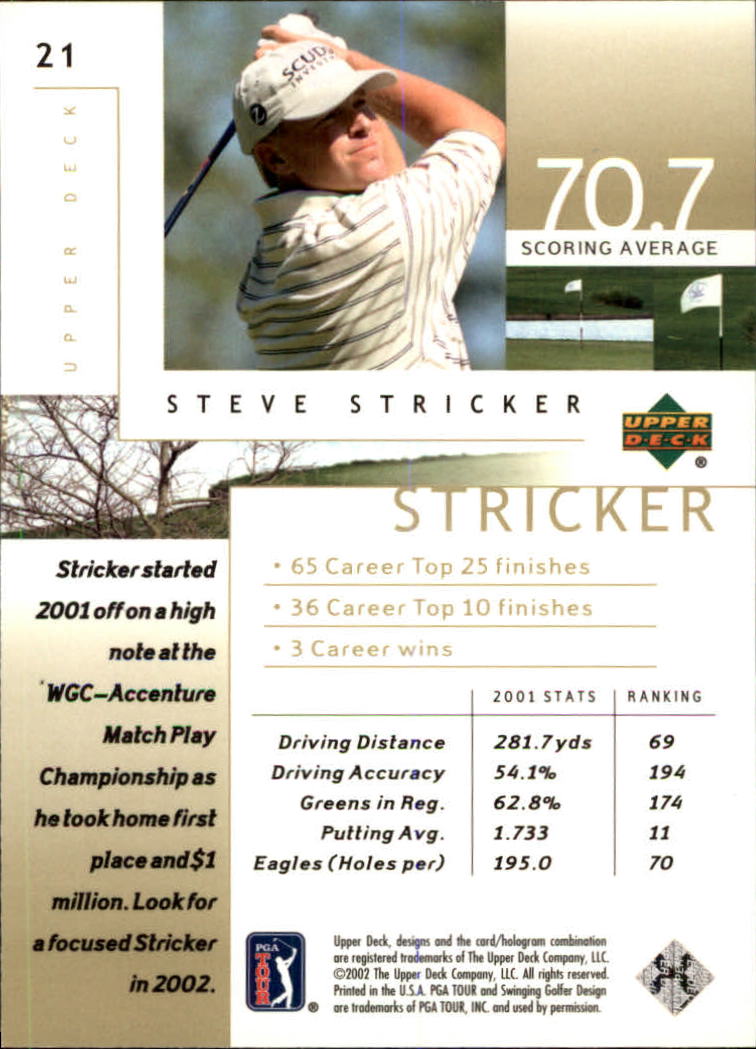 2002 Upper Deck #21 Steve Stricker back image