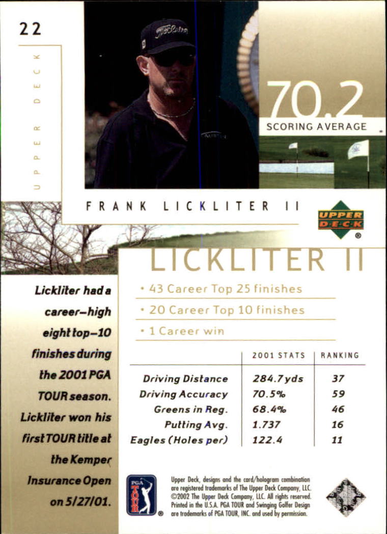 2002 Upper Deck #22 Frank Lickliter II back image