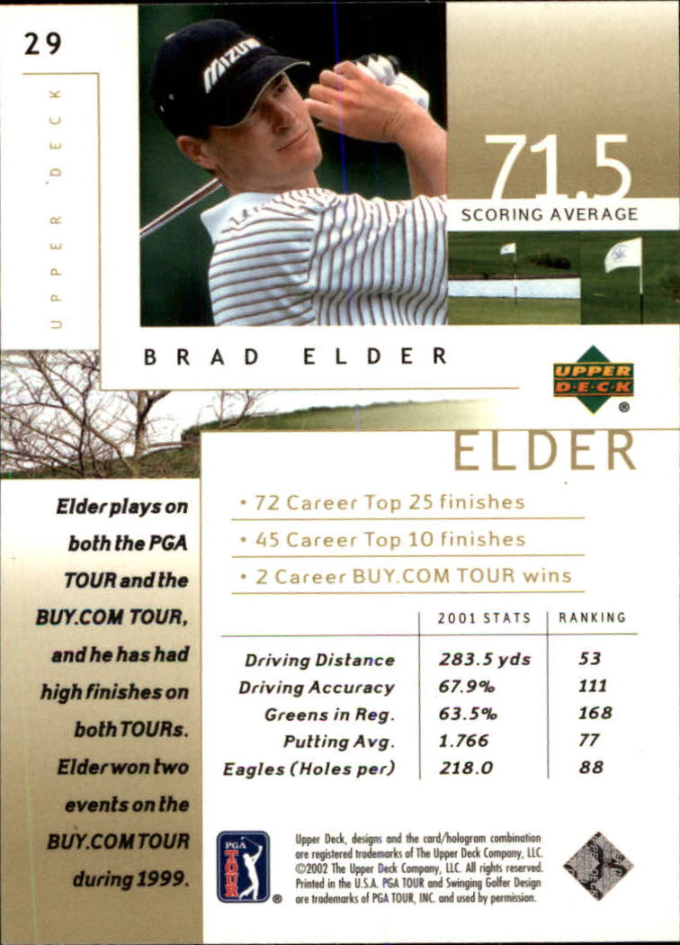 2002 Upper Deck #29 Brad Elder back image