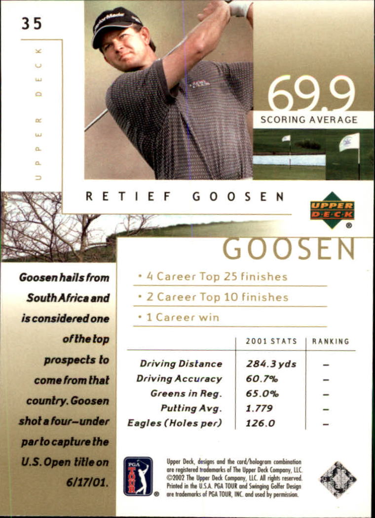 2002 Upper Deck #35 Retief Goosen back image