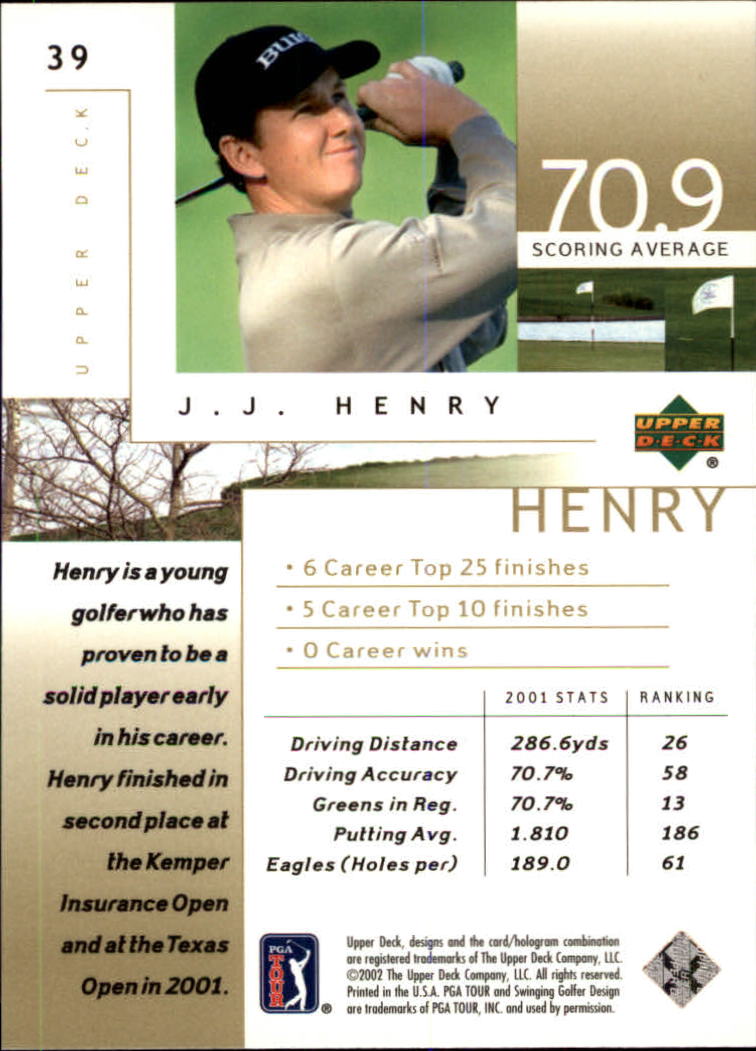 2002 Upper Deck #39 J.J. Henry back image
