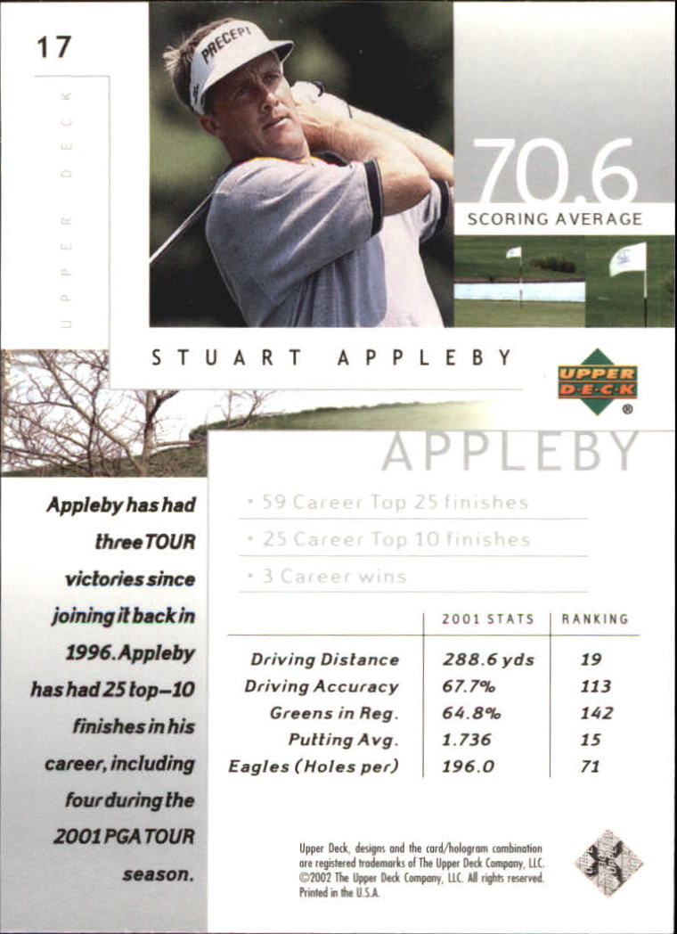 2002 Upper Deck Silver #17 Stuart Appleby back image