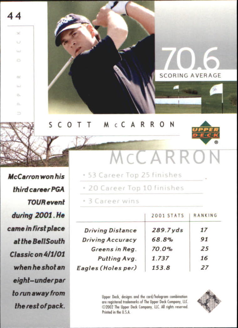 2002 Upper Deck Silver #44 Scott McCarron back image