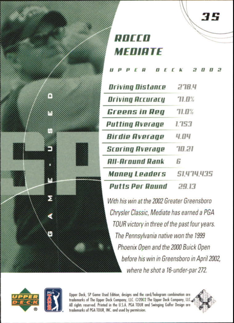 2002 SP Game Used #35 Rocco Mediate back image