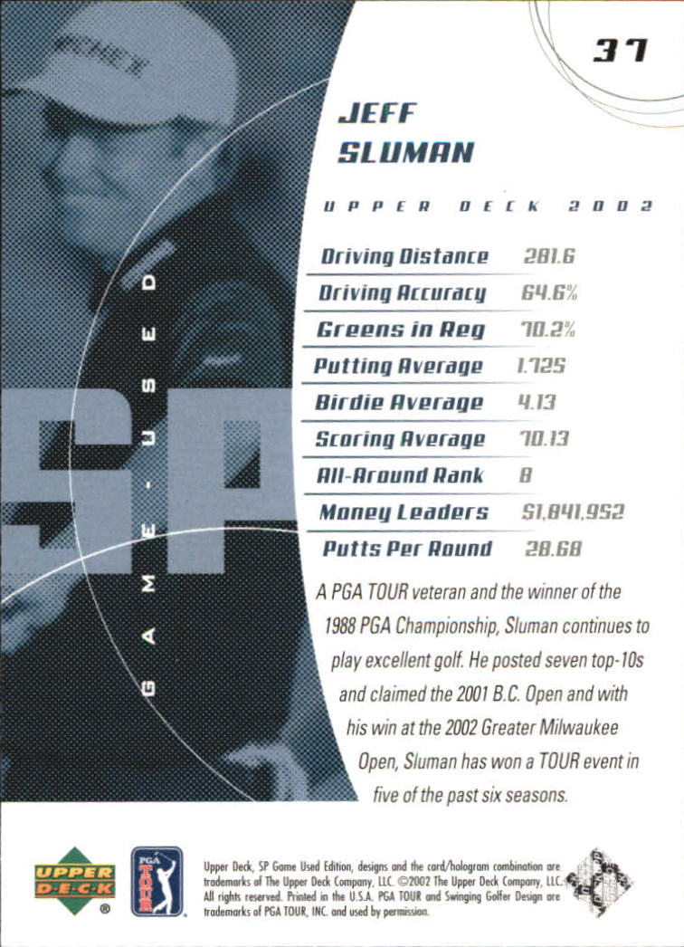 2002 SP Game Used #37 Jeff Sluman back image