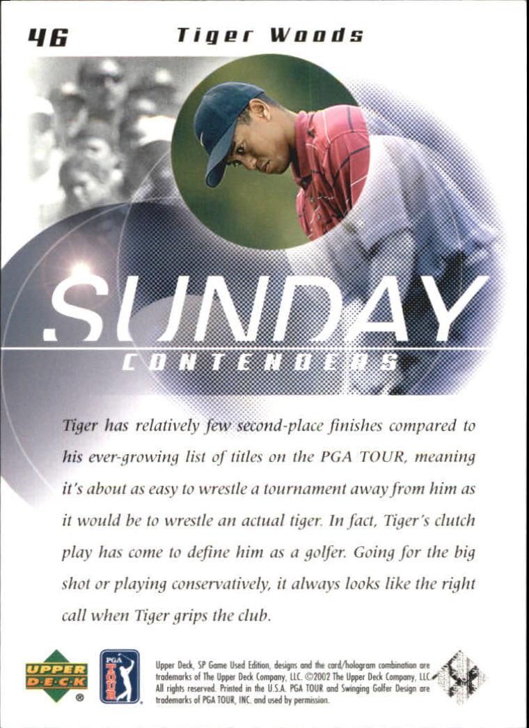 2002 SP Game Used #46 Tiger Woods SC back image