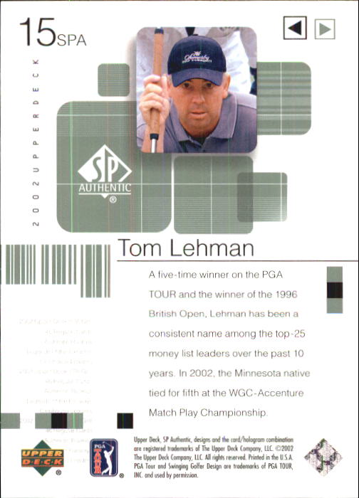 2002 SP Authentic #15 Tom Lehman back image