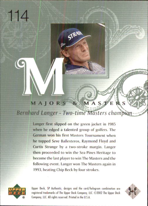 2002 SP Authentic #114 Bernhard Langer MM back image