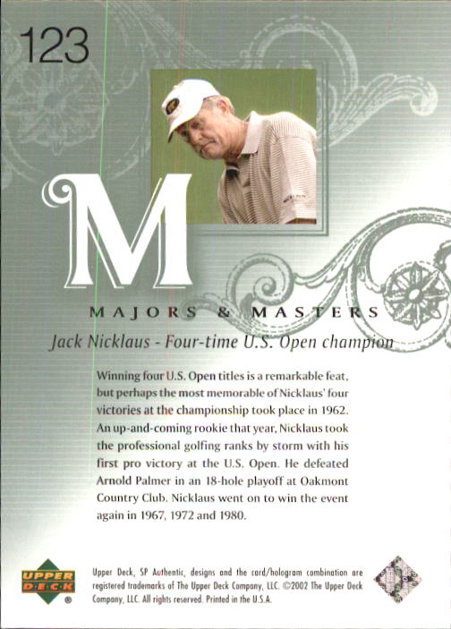 2002 SP Authentic #123 Jack Nicklaus MM back image