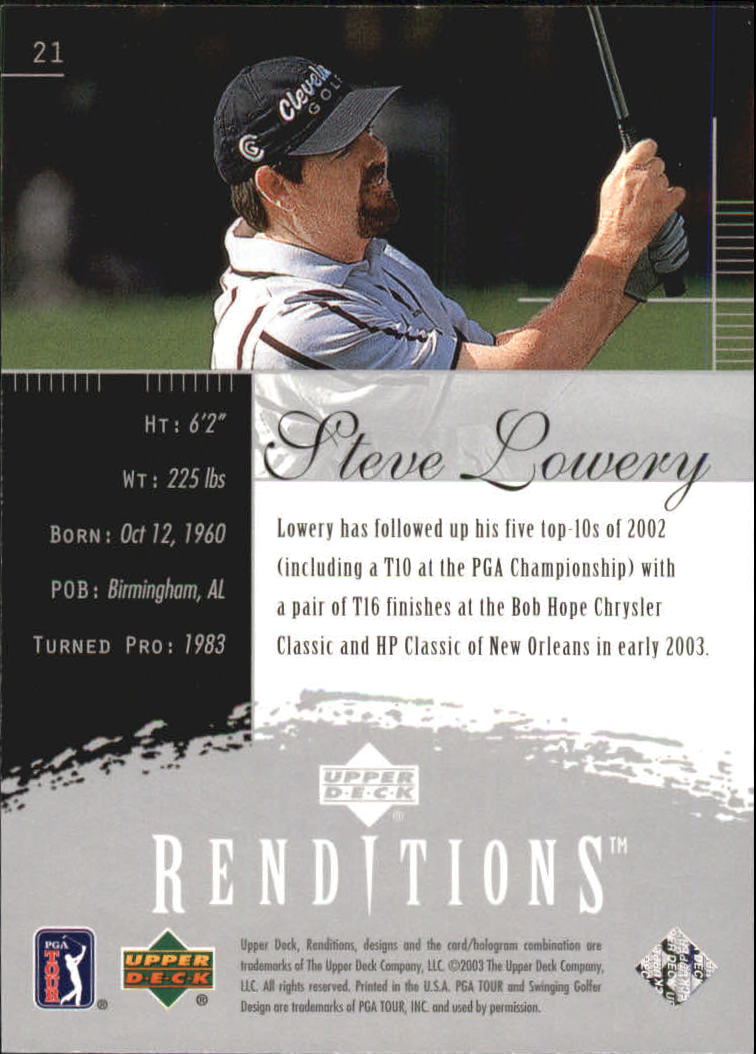 2003 Upper Deck Renditions #21 Steve Lowery RP RC back image