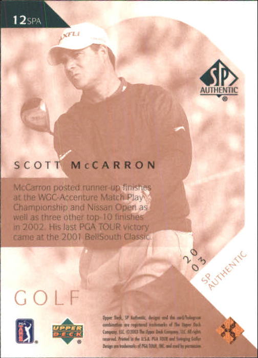 2003 SP Authentic #12 Scott McCarron back image