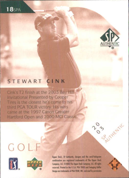 2003 SP Authentic #18 Stewart Cink back image