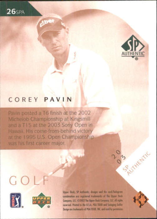 2003 SP Authentic #26 Corey Pavin back image