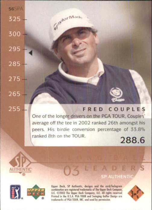 2003 SP Authentic #56 Fred Couples LBL back image