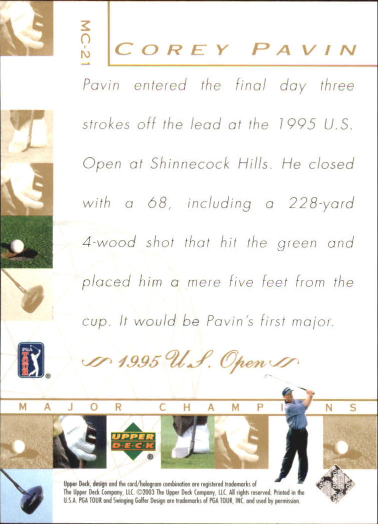 2003 Upper Deck Major Champions #21 Corey Pavin 95 US Open back image