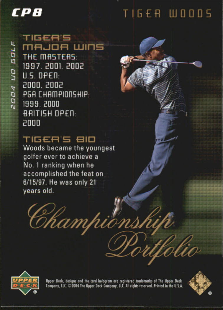 2004 Upper Deck Champion Portfolio #CP8 Tiger Woods back image