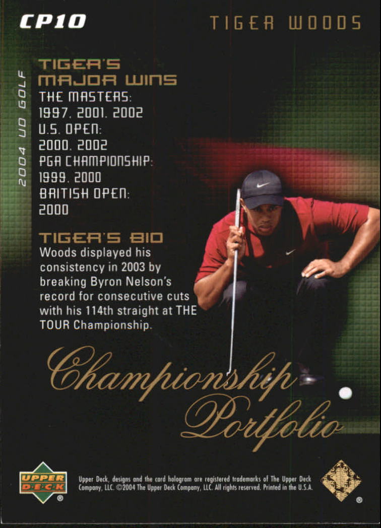 2004 Upper Deck Champion Portfolio #CP10 Tiger Woods back image