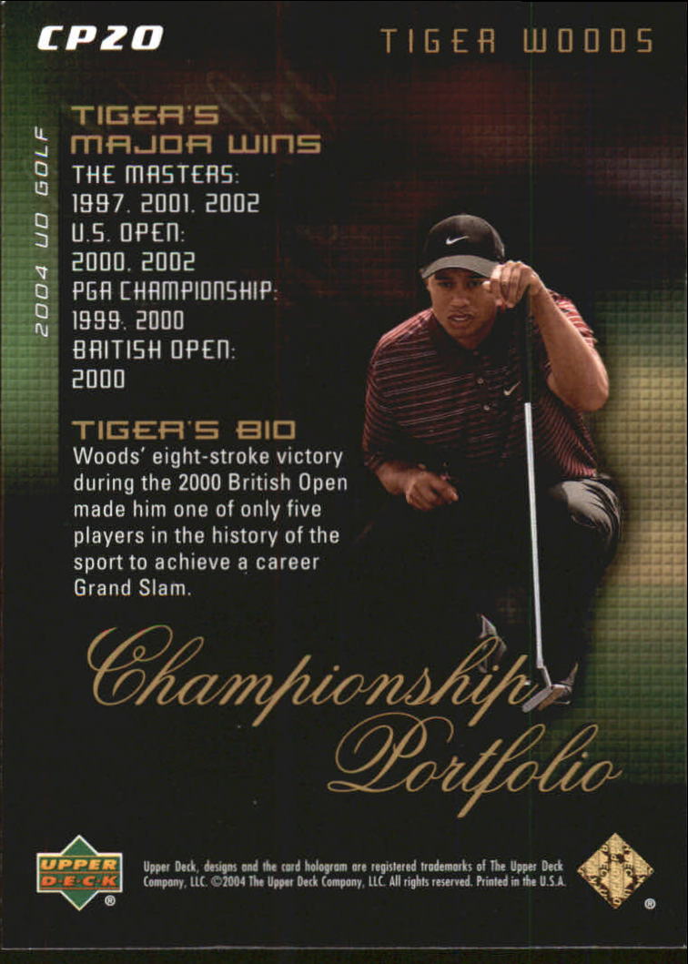 2004 Upper Deck Champion Portfolio #CP20 Tiger Woods back image