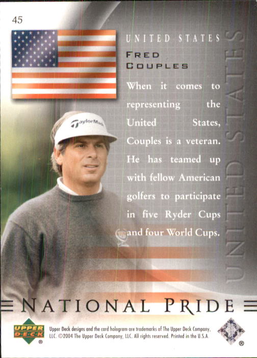 2004 SP Authentic #45 Fred Couples NP back image