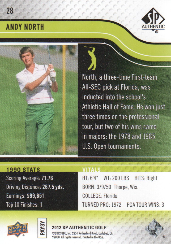 2012 SP Authentic Golf Card Pick - Picture 55 of 156