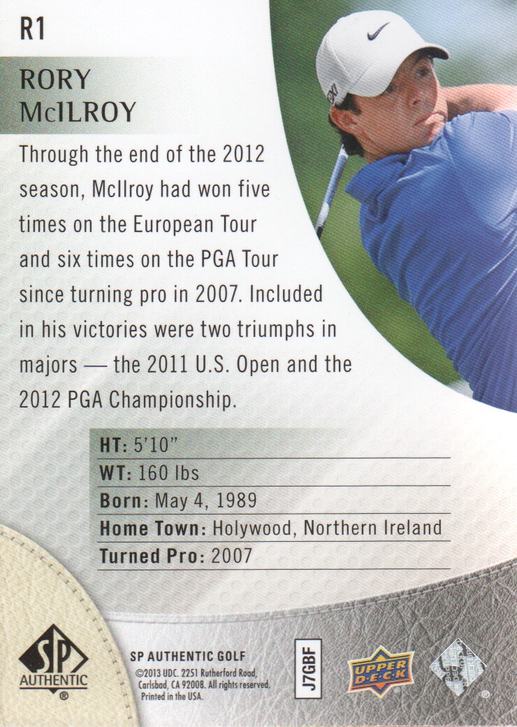 2014 SP Authentic Rookie Extended #R1 Rory McIlroy back image
