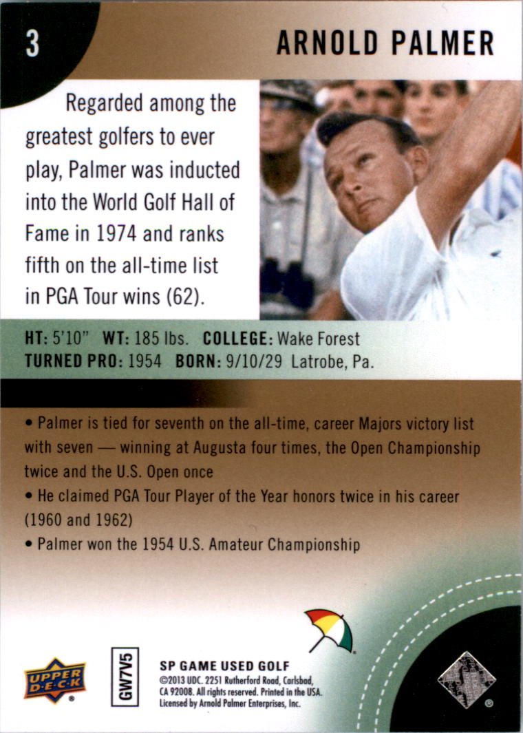 2014 SP Game Used #3 Arnold Palmer back image