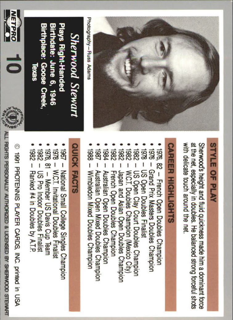 1991 NetPro Legends #10 Sherwood Stewart RC back image