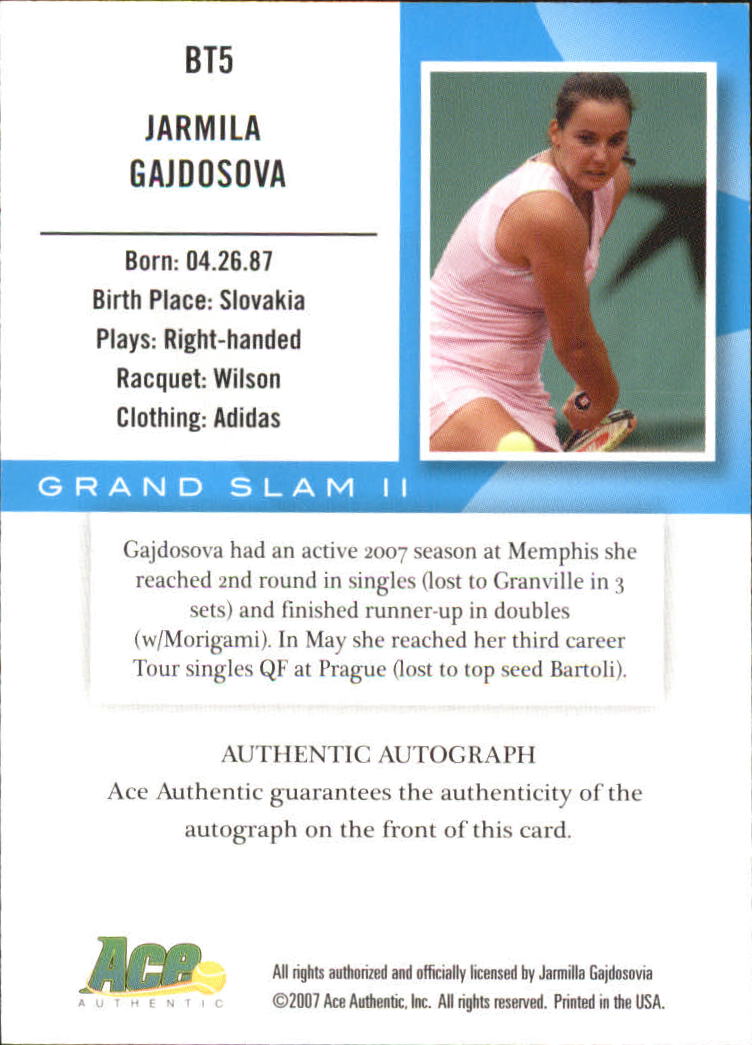 JARMILA GAJDOSOVA AUTO BT5 ACE AUTHENTIC 2007 autograph