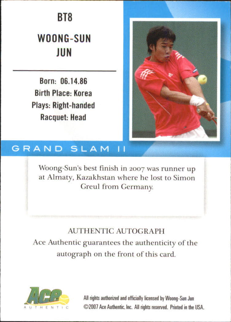 2008 Ace Authentic Grand Slam Breaking Through Autographs Bronze #BT8 Woong-Sun Jun back image