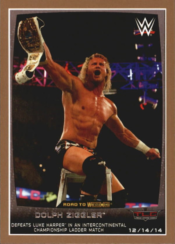 2015 Topps WWE Road to WrestleMania Bronze #66 Dolph Ziggler Defeats Luke Harper in an Intercontinental Championship Ladder Match