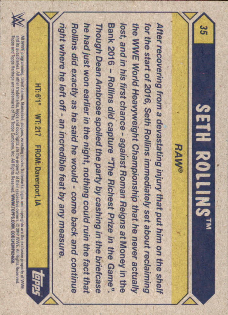 B0202- 2017 Topps Heritage WWE Wrestling Cards -You Pick- 15+ FREE US SHIP - Picture 61 of 281