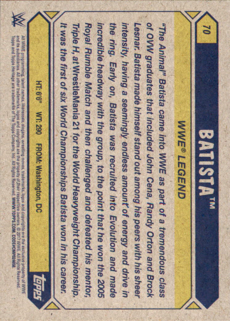 B0202- 2017 Topps Heritage WWE Wrestling Cards -You Pick- 15+ FREE US SHIP - Picture 117 of 281