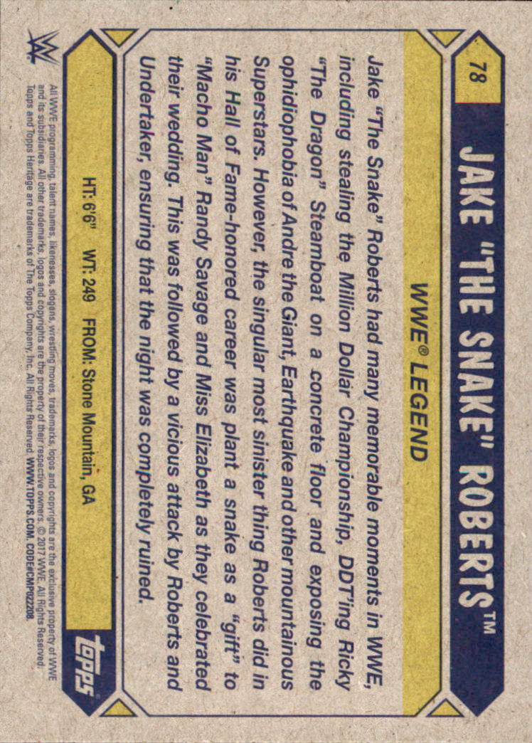 B0202- 2017 Topps Heritage WWE Wrestling Cards -You Pick- 15+ FREE US SHIP - Picture 127 of 281