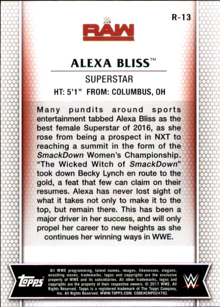 A2406- 2017 Topps WWE Women's Division 1-50 +Inserts -You Pick- 15+ FREE US SHIP - Picture 191 of 207
