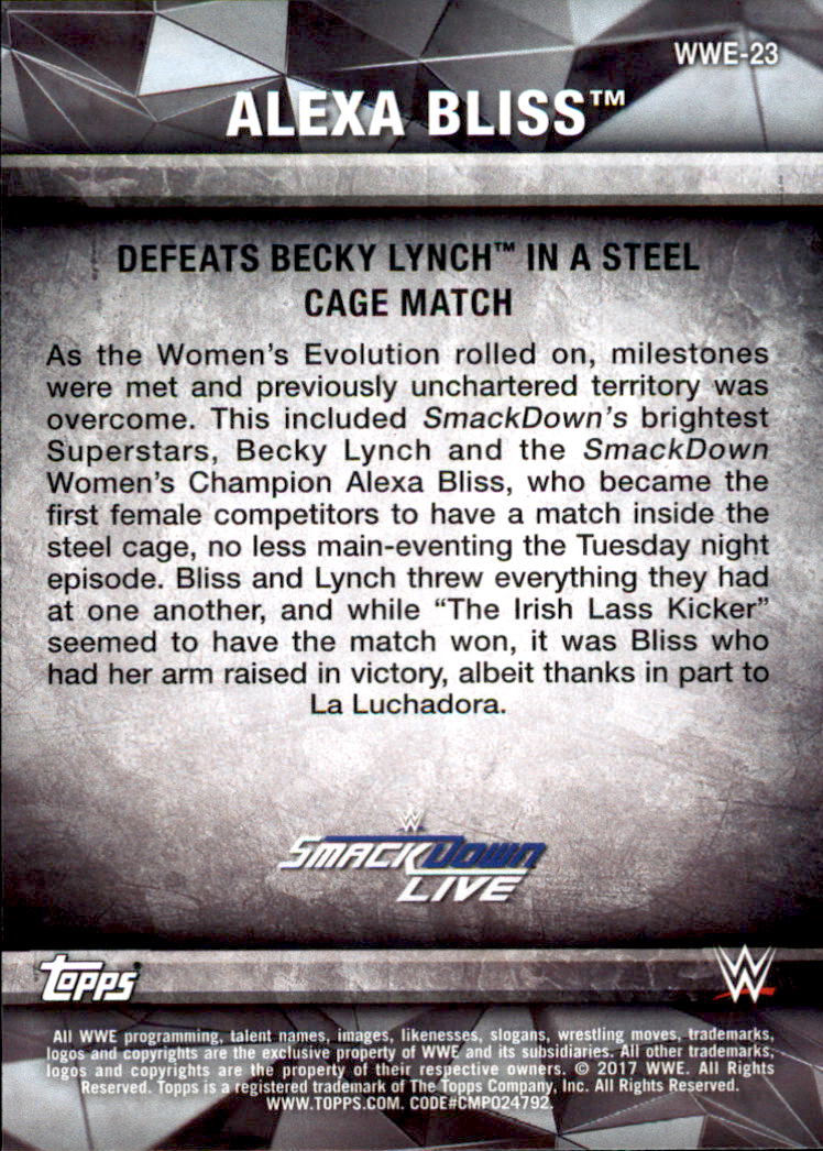 A2406- 2017 Topps WWE Women's Division 1-50 +Inserts -You Pick- 15+ FREE US SHIP - Picture 199 of 207