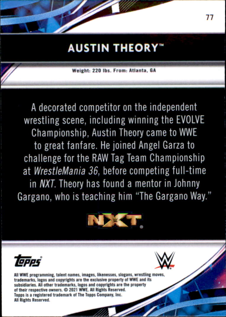 2021 Finest WWE #77 Austin Theory back image