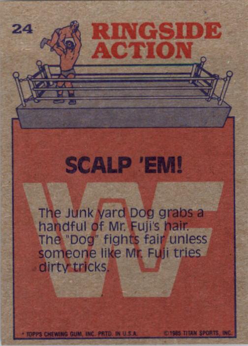 1985 Topps WWF #24 Scalp 'Em! RA back image