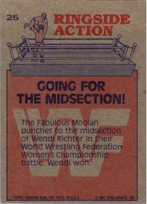 1985 Topps WWF #25 Going for the Midsection! RA back image