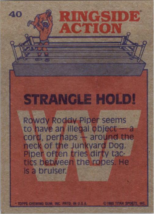 1985 Topps WWF #40 Strangle Hold! RA back image