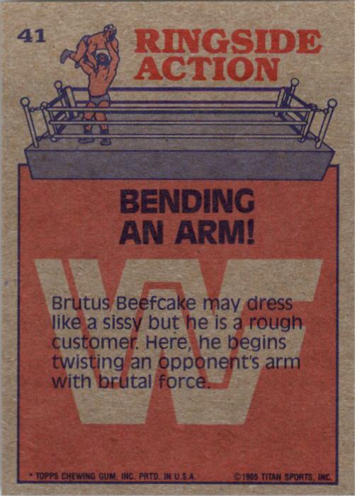 1985 Topps WWF #41 Bending an Arm! RA back image